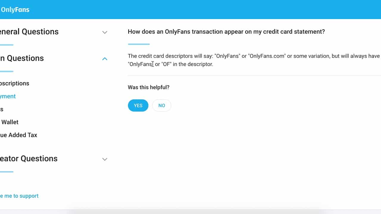 does onlyfans show up on credit card